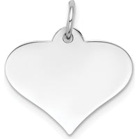 14K White Gold Plain Engraveable Heart Disc Charm - Polished Finish by Oro Pregiato