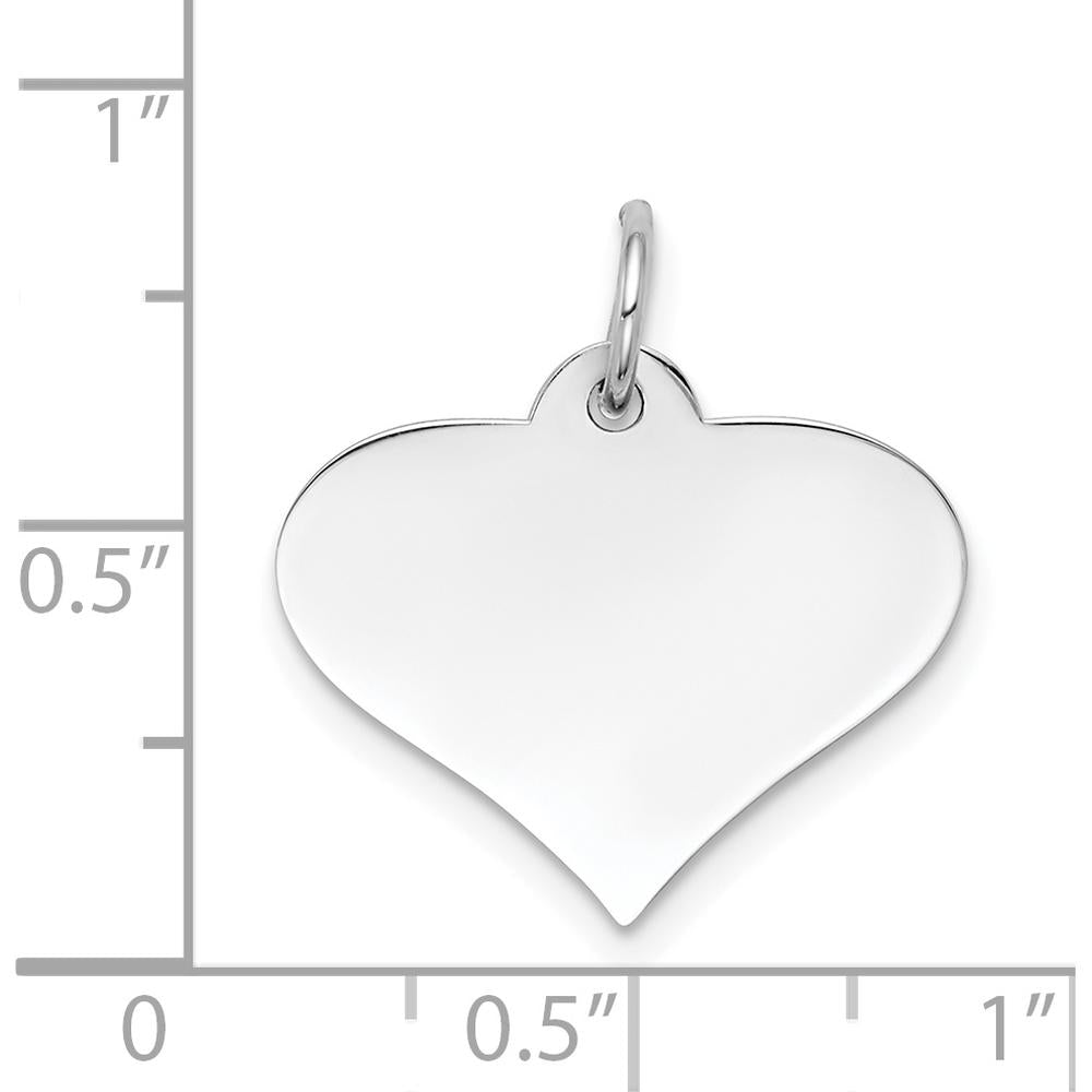 14K White Gold Plain Engraveable Heart Disc Charm - Polished Finish by Oro Pregiato
