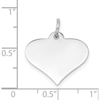 14K White Gold Plain Engraveable Heart Disc Charm with Polished Back - 21mm Length by Oro Pregiato