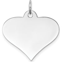 14K White Gold Plain Engraveable Heart Disc Charm with Polished Finish by Oro Pregiato