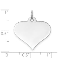 14K White Gold Plain Engraveable Heart Disc Charm with Polished Finish by Oro Pregiato