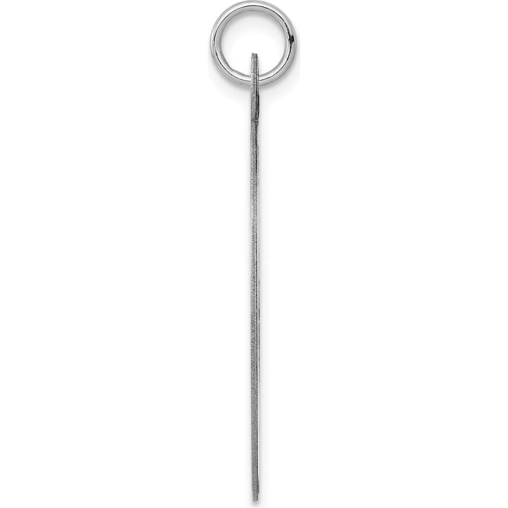 14K White Gold Plain Oval Engravable Disc Charm - Polished Finish, 34mm Length by Oro Pregiato