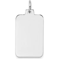 14K White Gold Plain Rectangular Engravable Charm with Polished Finish - 26mm Length by Oro Pregiato