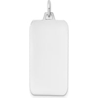 14K White Gold Plain Rectangular Engravable Dog Tag Pendant - 29mm x 13mm Polished Finish by Oro Pregiato