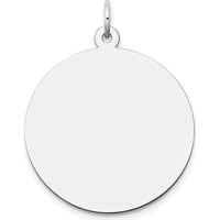 14K White Gold Plain Round Engravable Disc Charm - 28mm Length, 24mm Width by Oro Pregiato