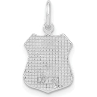 14K White Gold POLICE Badge Charm Pendant - Rhodium Plated, Engravable by Oro Pregiato