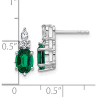 14K White Gold Polish Diamond and Lab Created Emerald Twisted Post Earrings - 1.4 Carat Total Emerald Weight, 0.45 Carat Total Diamond Weight by Oro Pregiato