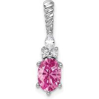 14K White Gold Polish Diamond & Lab Created Pink Sapphire Drop Earrings with Twisted Chain - 1.30 Carat Total Gem Weight by Oro Pregiato
