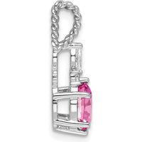 14K White Gold Polish Diamond & Lab Created Pink Sapphire Drop Earrings with Twisted Chain - 1.30 Carat Total Gem Weight by Oro Pregiato
