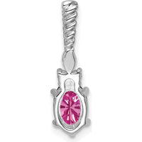 14K White Gold Polish Diamond & Lab Created Pink Sapphire Drop Earrings with Twisted Chain - 1.30 Carat Total Gem Weight by Oro Pregiato