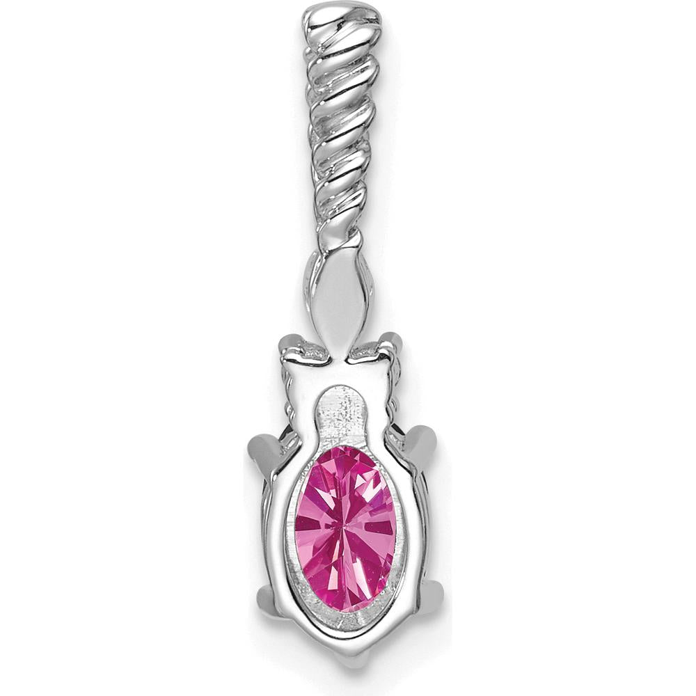 14K White Gold Polish Diamond & Lab Created Pink Sapphire Drop Earrings with Twisted Chain - 1.30 Carat Total Gem Weight by Oro Pregiato