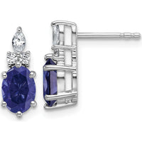 14K White Gold Polish Diamond and Lab-Created Sapphire Twisted Post Earrings - 2.5 Carat Total Gem Weight by Oro Pregiato