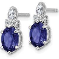 14K White Gold Polish Diamond and Lab-Created Sapphire Twisted Post Earrings - 2.5 Carat Total Gem Weight by Oro Pregiato