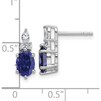 14K White Gold Polish Diamond and Lab-Created Sapphire Twisted Post Earrings - 2.5 Carat Total Gem Weight by Oro Pregiato