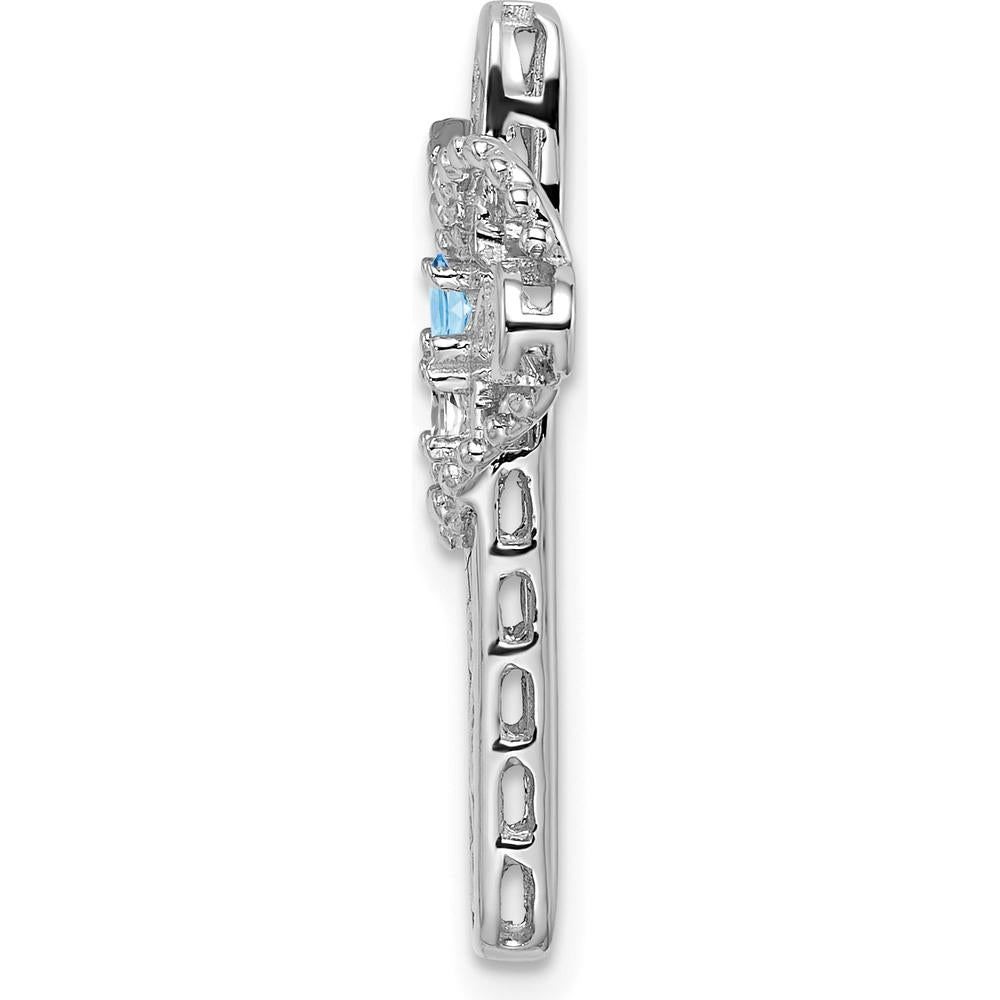 14K White Gold Polish Filigree 2-Stone Mother's Cross Pendant Mounting - Customizable for Birthstones by Oro Pregiato