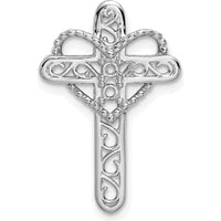 14K White Gold Polish Filigree 2-Stone Mother's Cross Pendant Mounting - Customizable for Birthstones by Oro Pregiato