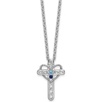 14K White Gold Polish Filigree 2-Stone Mother's Cross Pendant Mounting - Customizable for Birthstones by Oro Pregiato