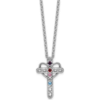 14K White Gold Polish Filigree 4-Stone Mother's Cross Pendant Mounting by Oro Pregiato