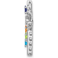 14K White Gold Polish Filigree 5-Stone Mother's Cross Pendant - Mounting Only by Oro Pregiato