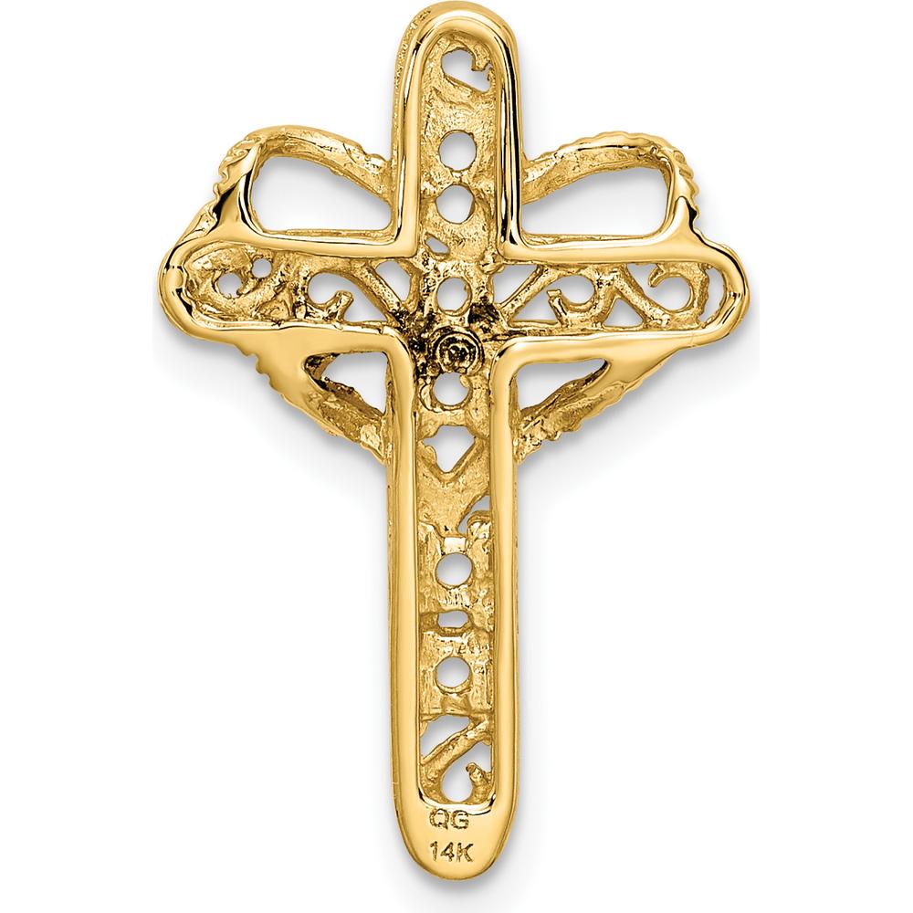14K White Gold Polish Filigree 5-Stone Mother's Cross Pendant - Mounting Only by Oro Pregiato