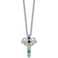 14K White Gold Polish Filigree 5-Stone Mother's Cross Pendant - Mounting Only by Oro Pregiato