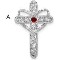 14K White Gold Polish Filigree Mother's Cross Pendant Mounting - Prong Setting for 2mm Gemstone by Oro Pregiato