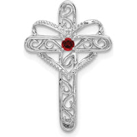 14K White Gold Polish Filigree Mother's Cross Pendant Mounting - Prong Setting for 2mm Gemstone by Oro Pregiato