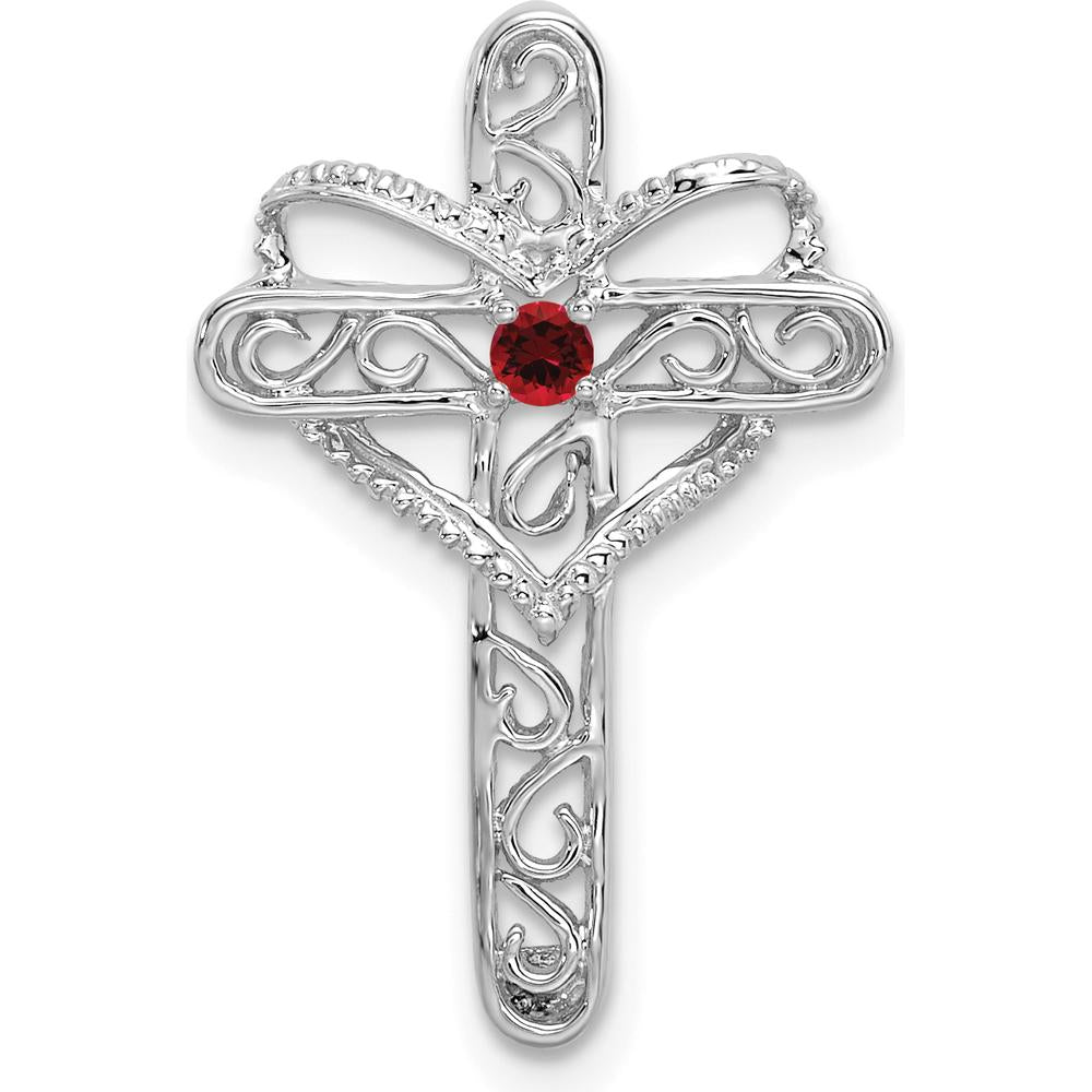14K White Gold Polish Filigree Mother's Cross Pendant Mounting - Prong Setting for 2mm Gemstone by Oro Pregiato