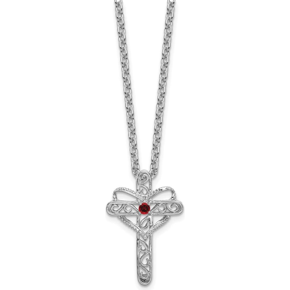 14K White Gold Polish Filigree Mother's Cross Pendant Mounting - Prong Setting for 2mm Gemstone by Oro Pregiato