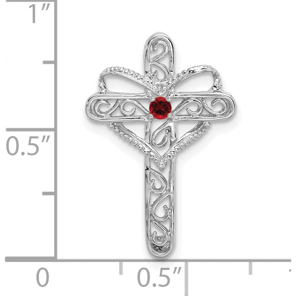 14K White Gold Polish Filigree Mother's Cross Pendant Mounting - Prong Setting for 2mm Gemstone by Oro Pregiato