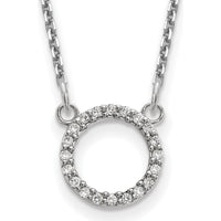 14K White Gold Polished 1/15 Carat Diamond Open Circle Necklace - 18" Cable Chain by Monteluci Fine Jewelry