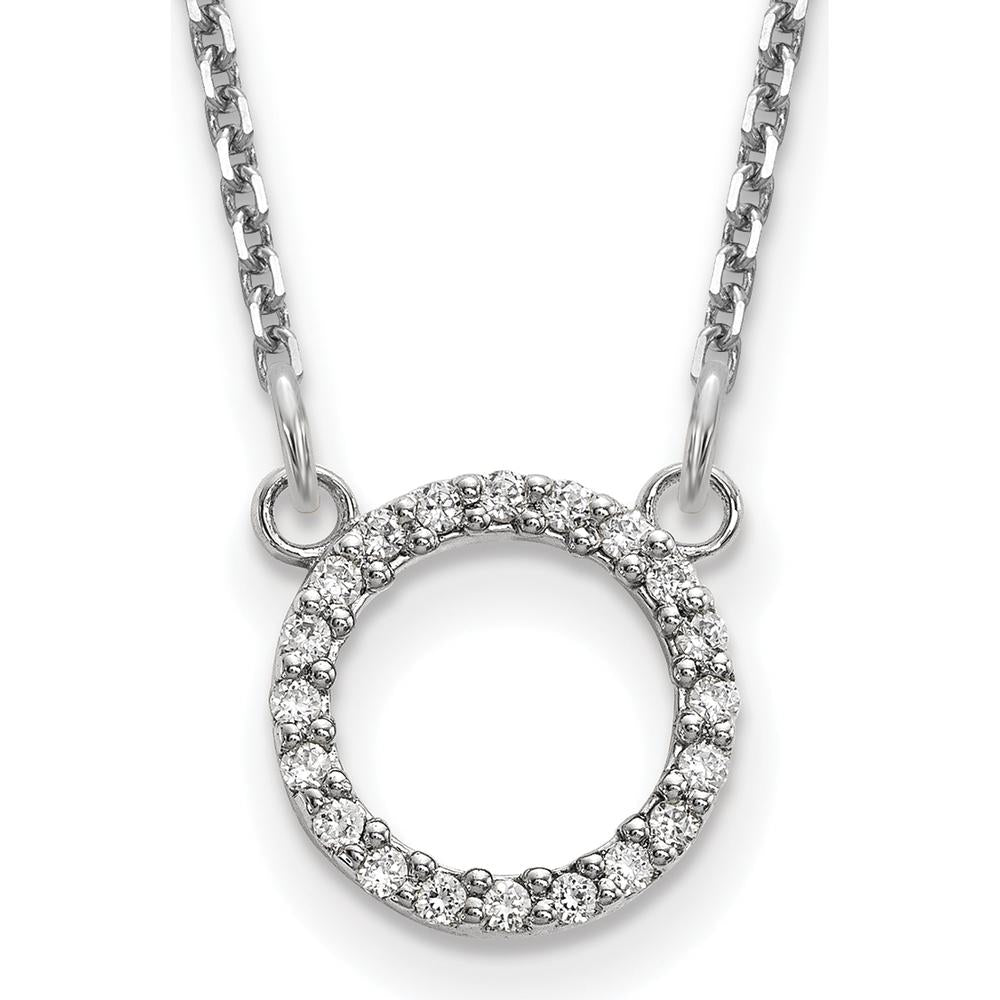 14K White Gold Polished 1/15 Carat Diamond Open Circle Necklace - 18" Cable Chain by Monteluci Fine Jewelry