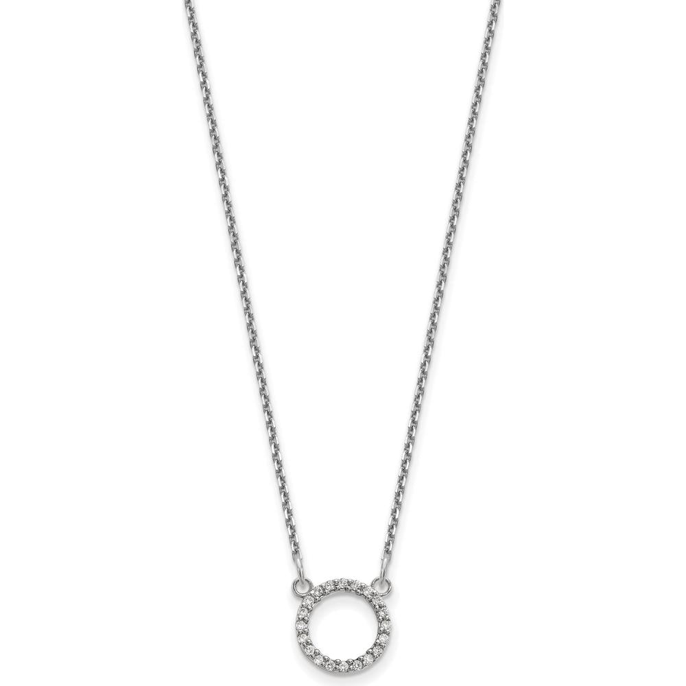 14K White Gold Polished 1/15 Carat Diamond Open Circle Necklace - 18" Cable Chain by Monteluci Fine Jewelry