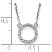 14K White Gold Polished 1/15 Carat Diamond Open Circle Necklace - 18" Cable Chain by Monteluci Fine Jewelry