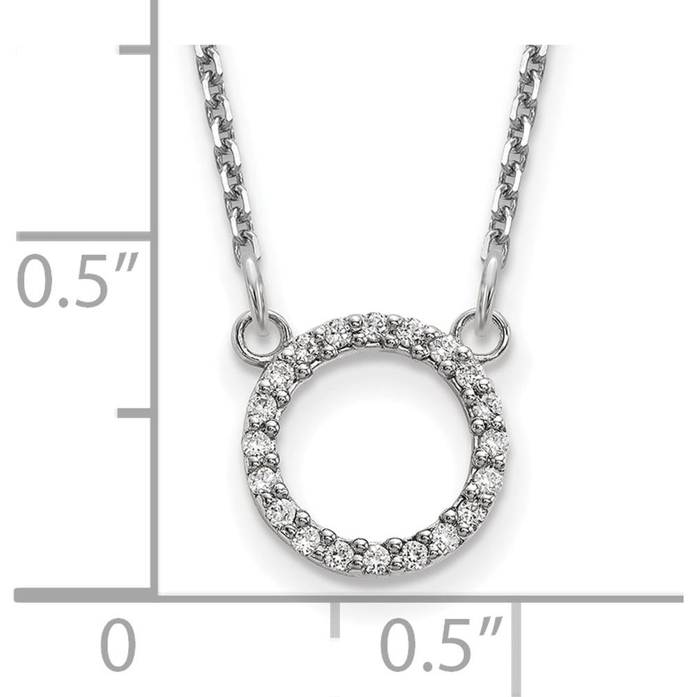 14K White Gold Polished 1/15 Carat Diamond Open Circle Necklace - 18" Cable Chain by Monteluci Fine Jewelry