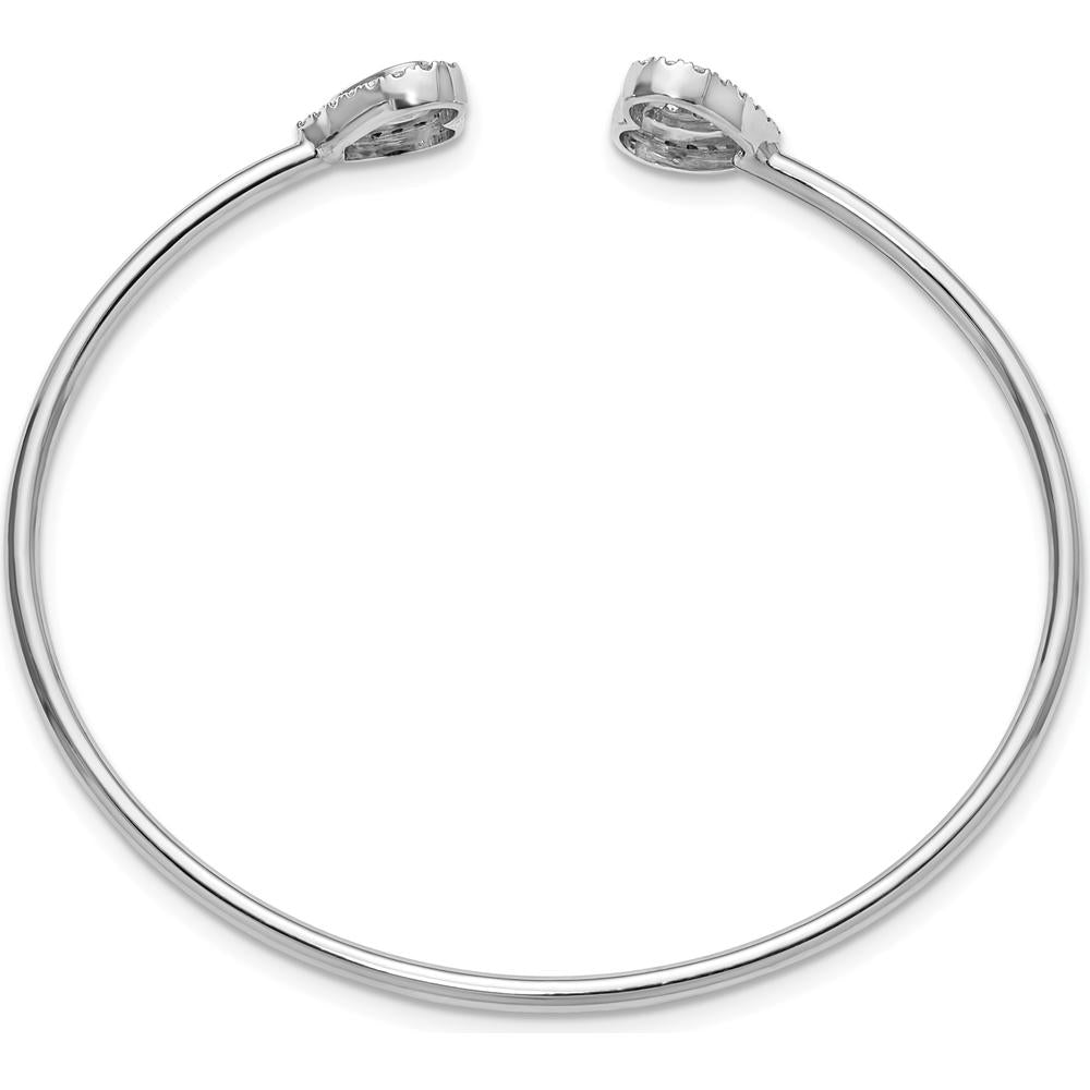 14K White Gold Polished 1/2 Carat Diamond Heart Flexible Cuff Bracelet by Oro Pregiato