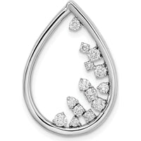14K White Gold Polished 1/3 Carat Diamond Fancy Teardrop Chain Slide - 0.1 Carat Total Diamond Weight by Monteluci Fine Jewelry