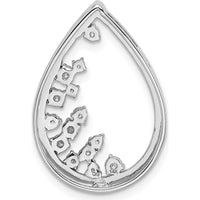 14K White Gold Polished 1/3 Carat Diamond Fancy Teardrop Chain Slide - 0.1 Carat Total Diamond Weight by Monteluci Fine Jewelry