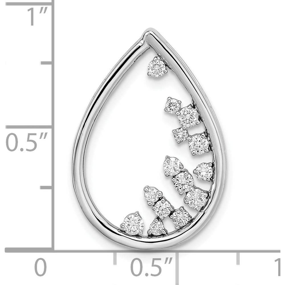 14K White Gold Polished 1/3 Carat Diamond Fancy Teardrop Chain Slide - 0.1 Carat Total Diamond Weight by Monteluci Fine Jewelry