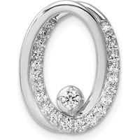 14K White Gold Polished 1/3 Carat Round Diamond Double Oval Pendant by Oro Pregiato