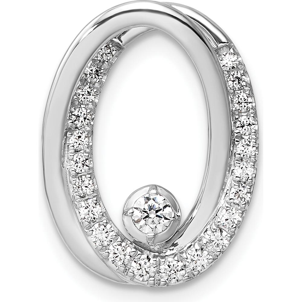 14K White Gold Polished 1/3 Carat Round Diamond Double Oval Pendant by Oro Pregiato