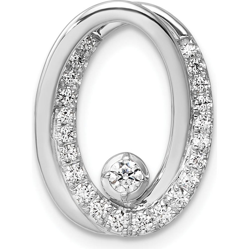 14K White Gold Polished 1/3 Carat Round Diamond Double Oval Pendant by Oro Pregiato