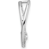 14K White Gold Polished 1/3 Carat Round Diamond Double Oval Pendant by Oro Pregiato