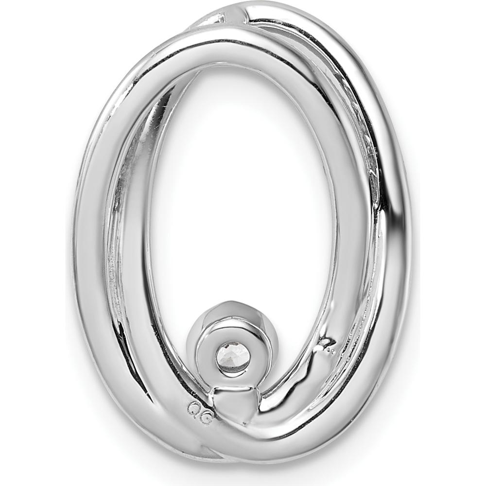 14K White Gold Polished 1/3 Carat Round Diamond Double Oval Pendant by Oro Pregiato