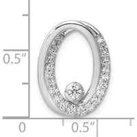 14K White Gold Polished 1/3 Carat Round Diamond Double Oval Pendant by Oro Pregiato