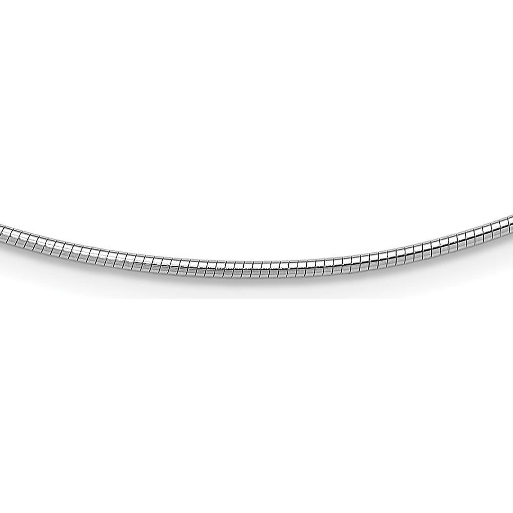 14K White Gold Polished 1.4mm 16" Omega Necklace with Rhodium Plating by Oro Pregiato