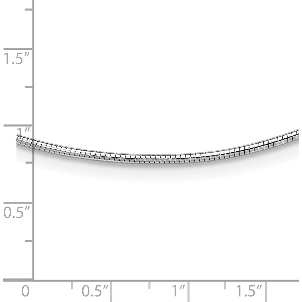 14K White Gold Polished 1.4mm 16" Omega Necklace with Rhodium Plating by Oro Pregiato