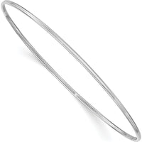 14K White Gold Polished 1.50mm Slip-on Round Bangle Bracelet by Oro Pregiato