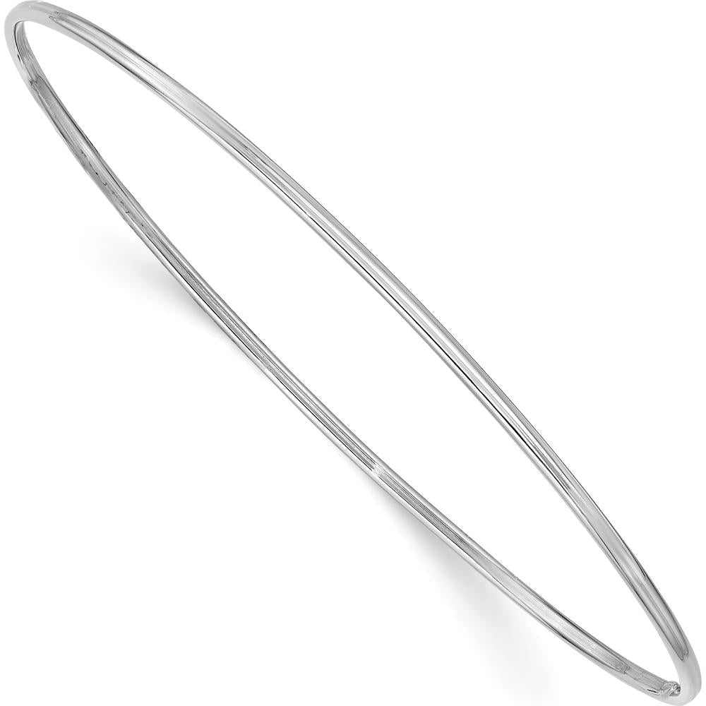 14K White Gold Polished 1.50mm Slip-on Round Bangle Bracelet by Oro Pregiato