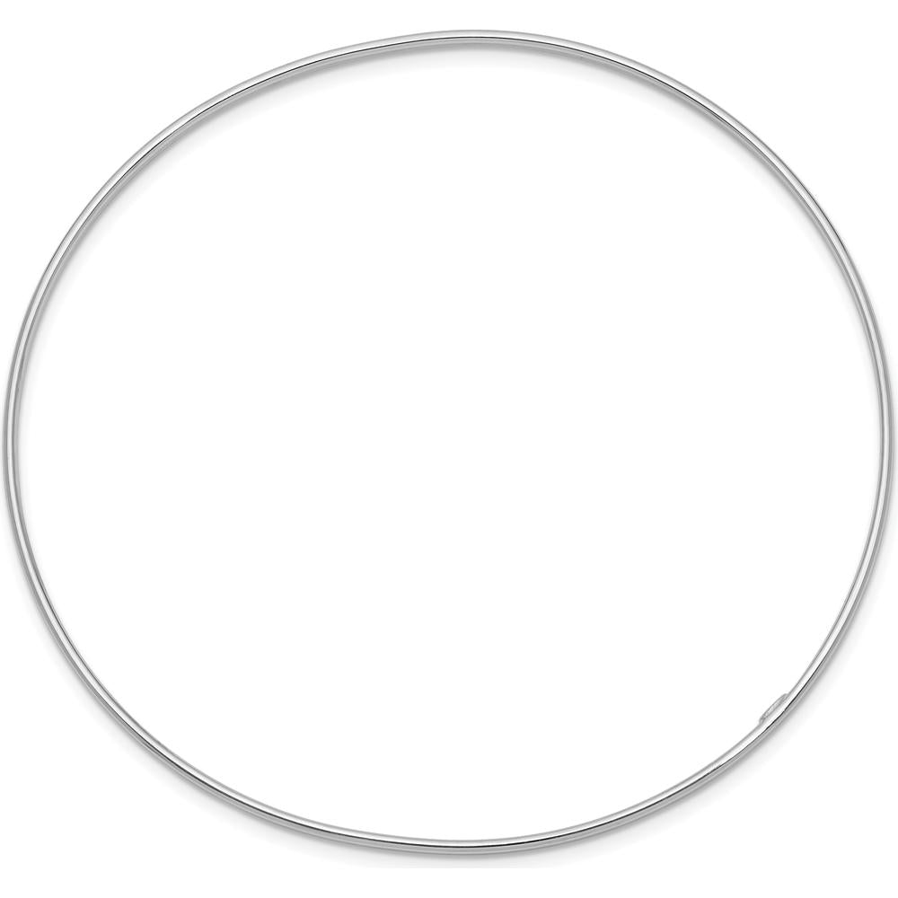 14K White Gold Polished 1.50mm Slip-on Round Bangle Bracelet by Oro Pregiato